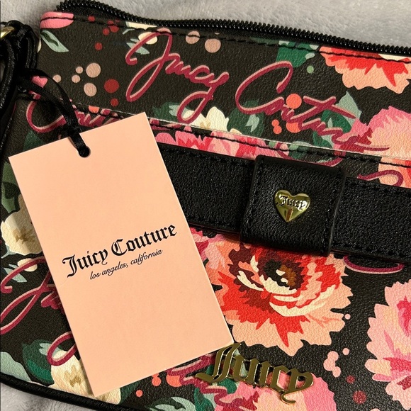 Juicy Couture Black and Pink Floral Crossbody Bag NWT - Picture 11 of 11